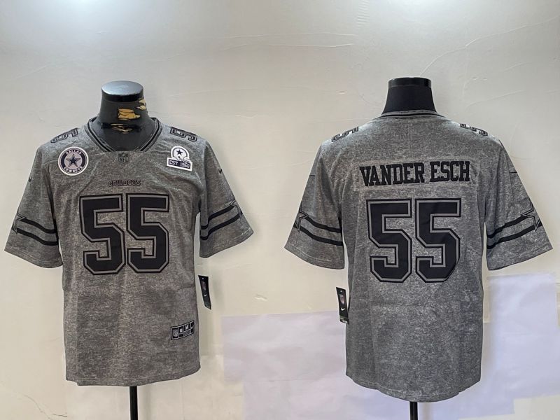 Men Dallas Cowboys #55 Vanderesch Grey 2024 Nike Limited NFL Jersey style 3